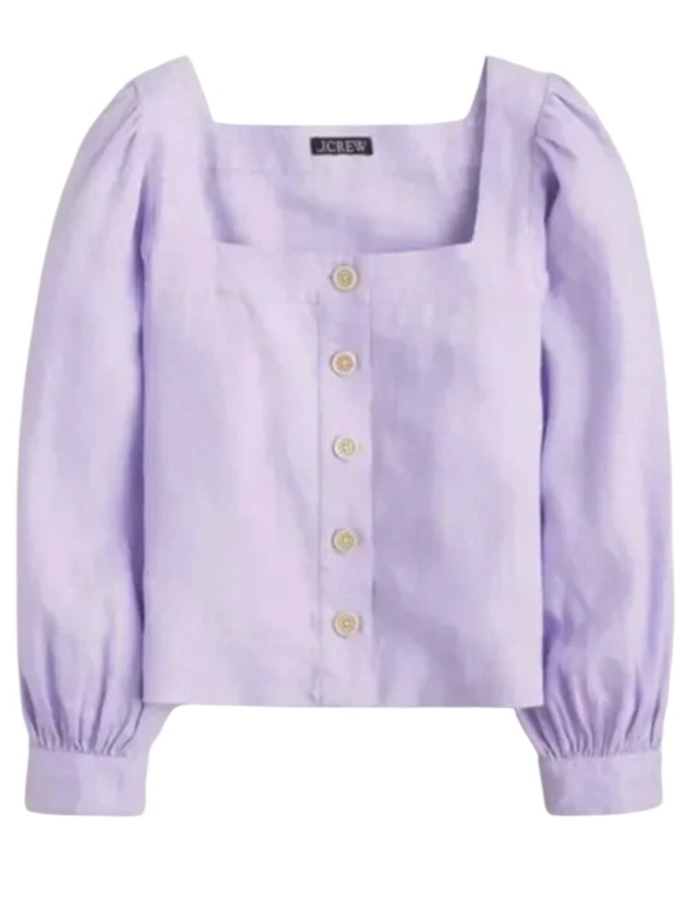 EUC J. Crew Linen Square Neck Button Up Top Lavender Size XS